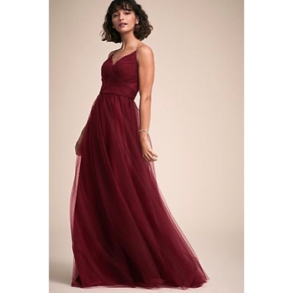 BHLDN Bordeaux Camden Tulle Bridesmaid Dress
